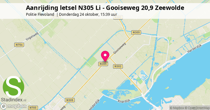 Aanrijding letsel N305 Li - Gooiseweg 20,9 Zeewolde