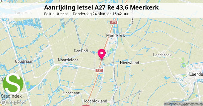 Aanrijding letsel A27 Re 43,6 Meerkerk