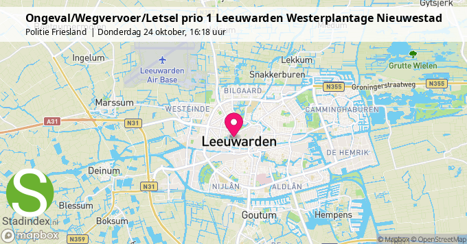 Ongeval/Wegvervoer/Letsel prio 1 Leeuwarden Westerplantage Nieuwestad