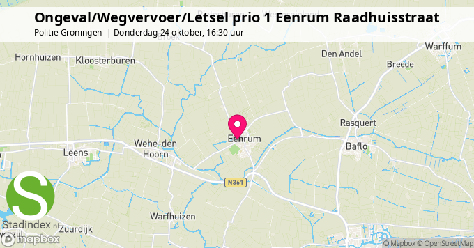 Ongeval/Wegvervoer/Letsel prio 1 Eenrum Raadhuisstraat