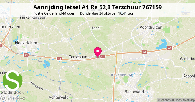 Aanrijding letsel A1 Re 52,8 Terschuur 767159