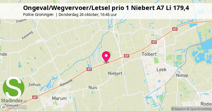 Ongeval/Wegvervoer/Letsel prio 1 Niebert A7 Li 179,4