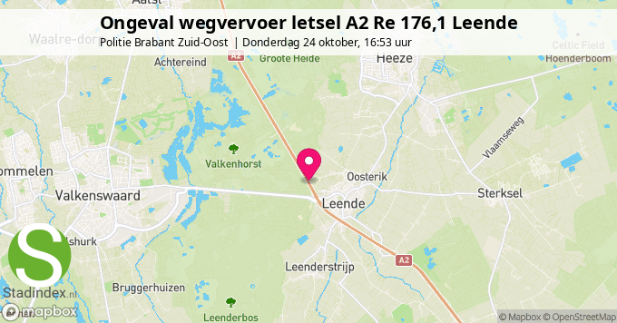 Ongeval wegvervoer letsel A2 Re 176,1 Leende