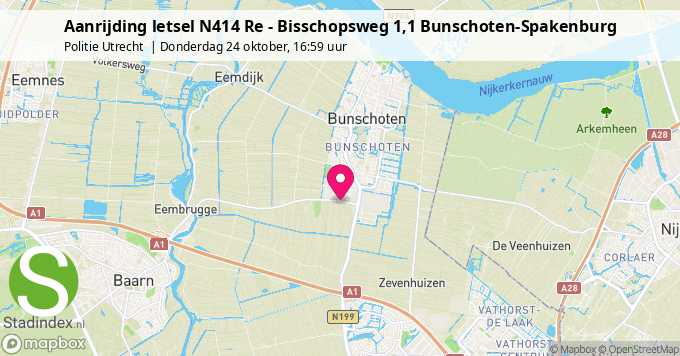 Aanrijding letsel N414 Re - Bisschopsweg 1,1 Bunschoten-Spakenburg