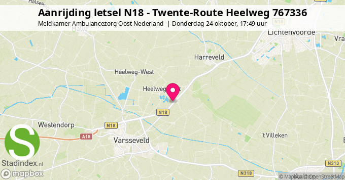 Aanrijding letsel N18 - Twente-Route Heelweg 767336