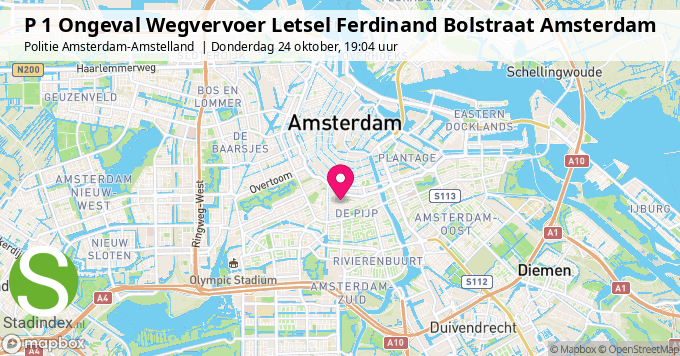 P 1 Ongeval Wegvervoer Letsel Ferdinand Bolstraat Amsterdam