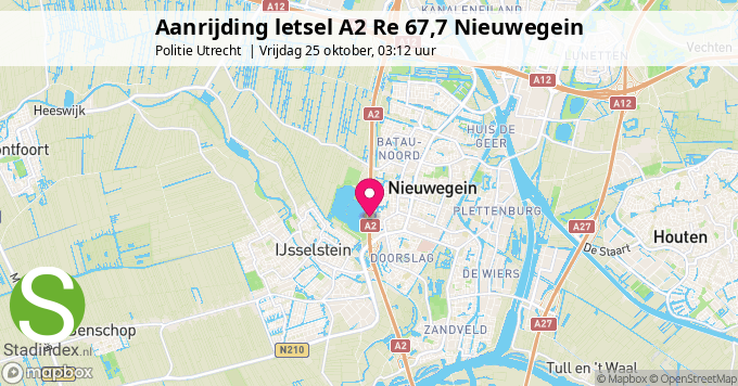 Aanrijding letsel A2 Re 67,7 Nieuwegein