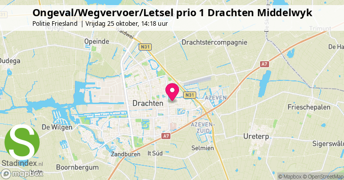 Ongeval/Wegvervoer/Letsel prio 1 Drachten Middelwyk