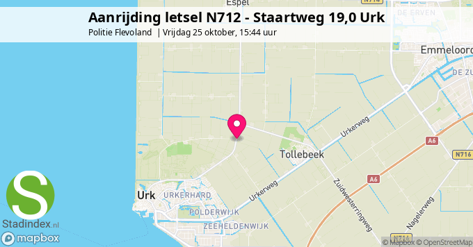 Aanrijding letsel N712 - Staartweg 19,0 Urk