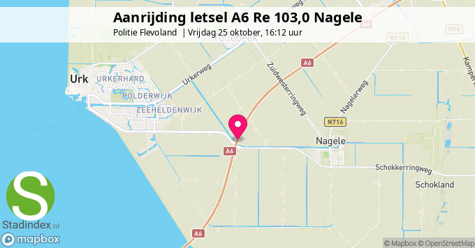 Aanrijding letsel A6 Re 103,0 Nagele