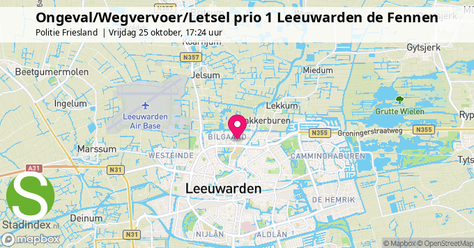 Ongeval/Wegvervoer/Letsel prio 1 Leeuwarden de Fennen