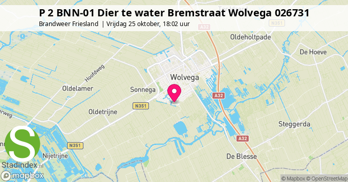 P 2 BNN-01 Dier te water Bremstraat Wolvega 026731