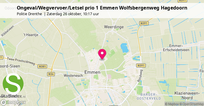 Ongeval/Wegvervoer/Letsel prio 1 Emmen Wolfsbergenweg Hagedoorn