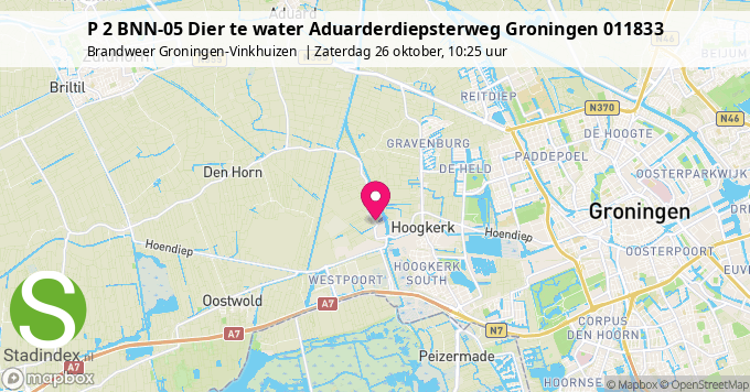 P 2 BNN-05 Dier te water Aduarderdiepsterweg Groningen 011833