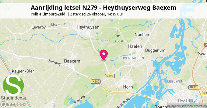 Aanrijding letsel N279 - Heythuyserweg Baexem