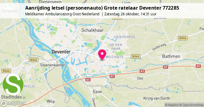 Aanrijding letsel (personenauto) Grote ratelaar Deventer 772285