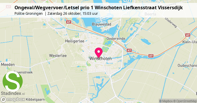 Ongeval/Wegvervoer/Letsel prio 1 Winschoten Liefkensstraat Vissersdijk