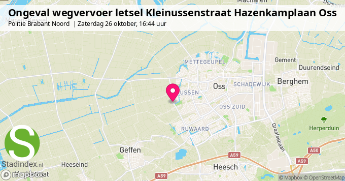 Ongeval wegvervoer letsel Kleinussenstraat Hazenkamplaan Oss