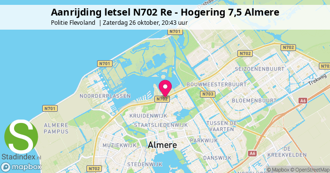 Aanrijding letsel N702 Re - Hogering 7,5 Almere