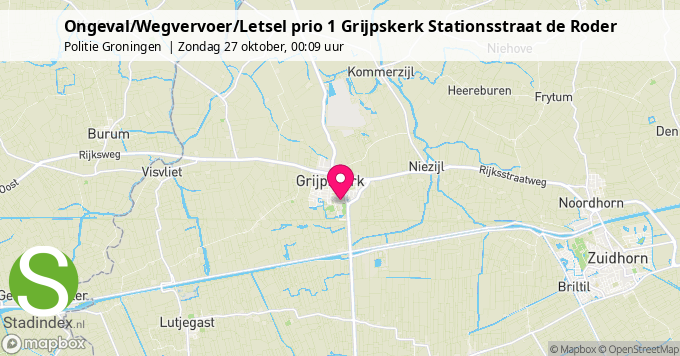 Ongeval/Wegvervoer/Letsel prio 1 Grijpskerk Stationsstraat de Roder