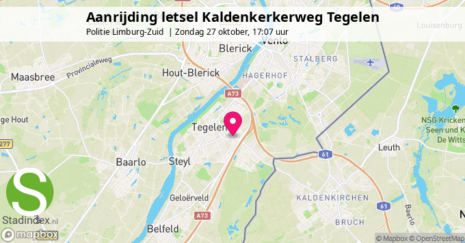 Aanrijding letsel Kaldenkerkerweg Tegelen