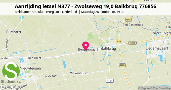 Aanrijding letsel N377 - Zwolseweg 19,0 Balkbrug 776856