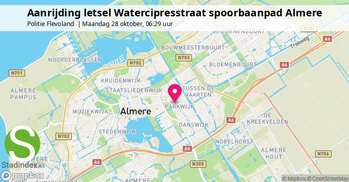 Aanrijding letsel Watercipresstraat spoorbaanpad Almere