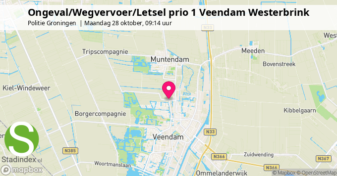 Ongeval/Wegvervoer/Letsel prio 1 Veendam Westerbrink