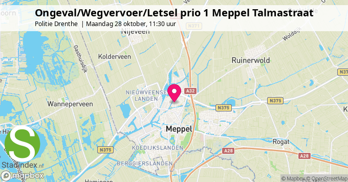 Ongeval/Wegvervoer/Letsel prio 1 Meppel Talmastraat