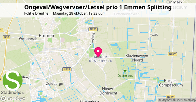 Ongeval/Wegvervoer/Letsel prio 1 Emmen Splitting