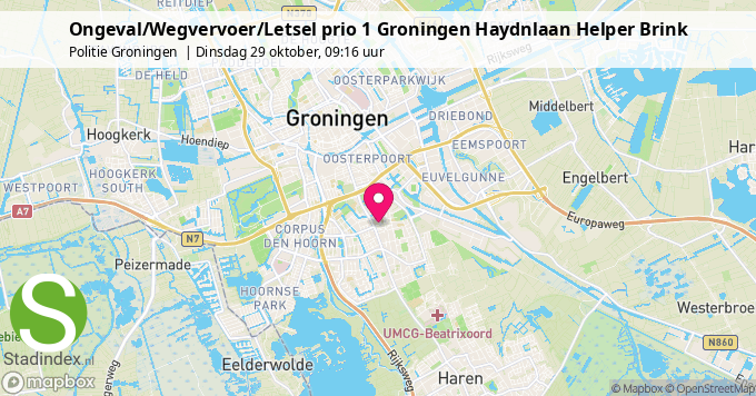 Ongeval/Wegvervoer/Letsel prio 1 Groningen Haydnlaan Helper Brink