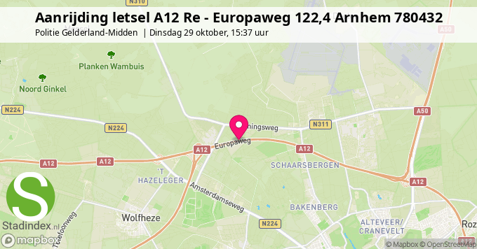 Aanrijding letsel A12 Re - Europaweg 122,4 Arnhem 780432