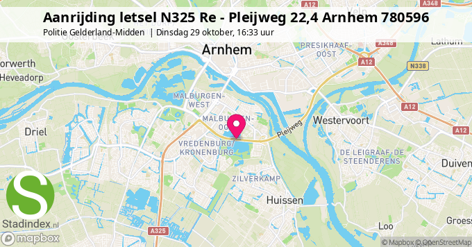 Aanrijding letsel N325 Re - Pleijweg 22,4 Arnhem 780596