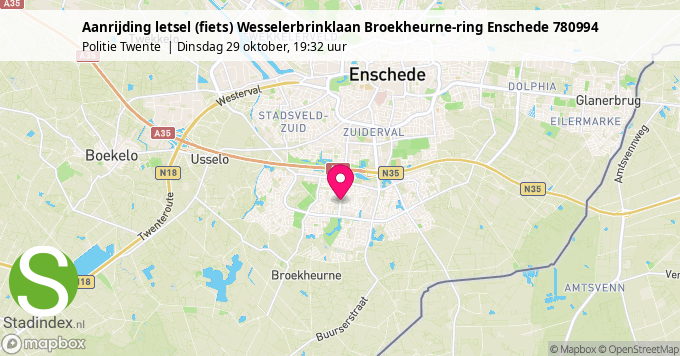 Aanrijding letsel (fiets) Wesselerbrinklaan Broekheurne-ring Enschede 780994