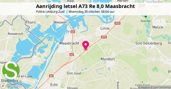 Aanrijding letsel A73 Re 8,0 Maasbracht