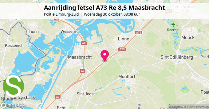 Aanrijding letsel A73 Re 8,5 Maasbracht