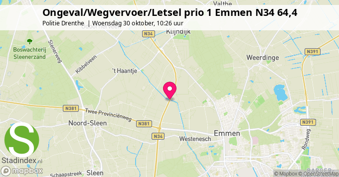 Ongeval/Wegvervoer/Letsel prio 1 Emmen N34 64,4