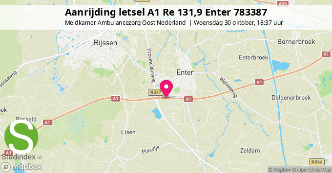 Aanrijding letsel A1 Re 131,9 Enter 783387