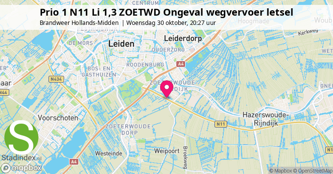 Prio 1 N11 Li 1,3 ZOETWD Ongeval wegvervoer letsel