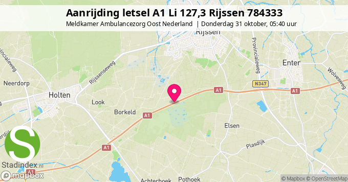 Aanrijding letsel A1 Li 127,3 Rijssen 784333