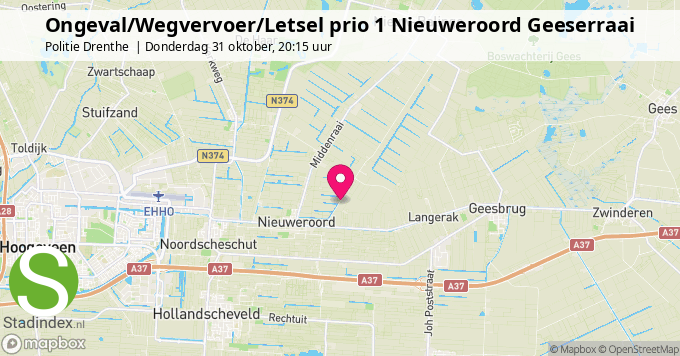 Ongeval/Wegvervoer/Letsel prio 1 Nieuweroord Geeserraai