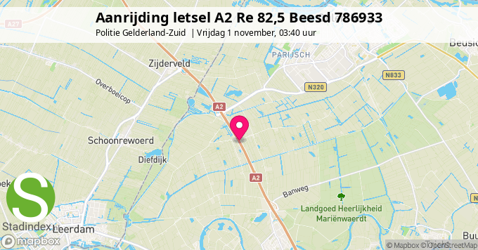 Aanrijding letsel A2 Re 82,5 Beesd 786933