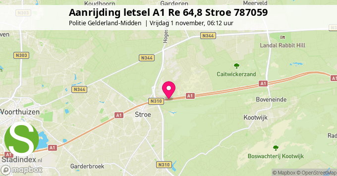 Aanrijding letsel A1 Re 64,8 Stroe 787059