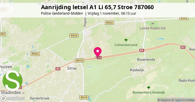 Aanrijding letsel A1 Li 65,7 Stroe 787060