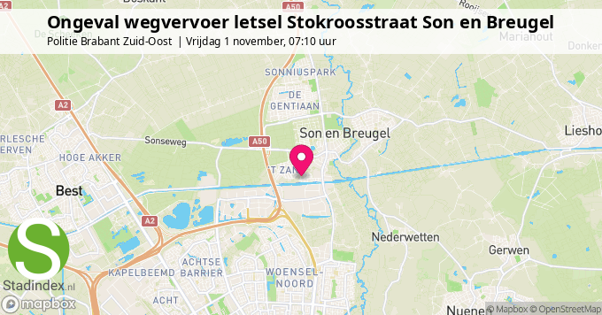 Ongeval wegvervoer letsel Stokroosstraat Son en Breugel