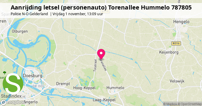 Aanrijding letsel (personenauto) Torenallee Hummelo 787805