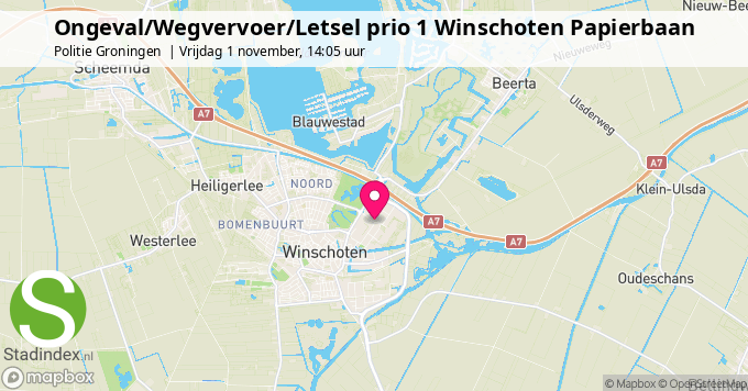 Ongeval/Wegvervoer/Letsel prio 1 Winschoten Papierbaan