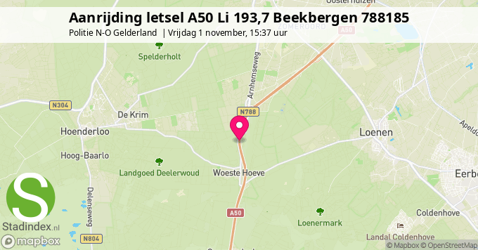 Aanrijding letsel A50 Li 193,7 Beekbergen 788185