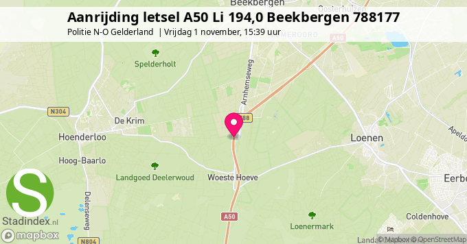 Aanrijding letsel A50 Li 194,0 Beekbergen 788177