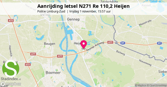 Aanrijding letsel N271 Re 110,2 Heijen